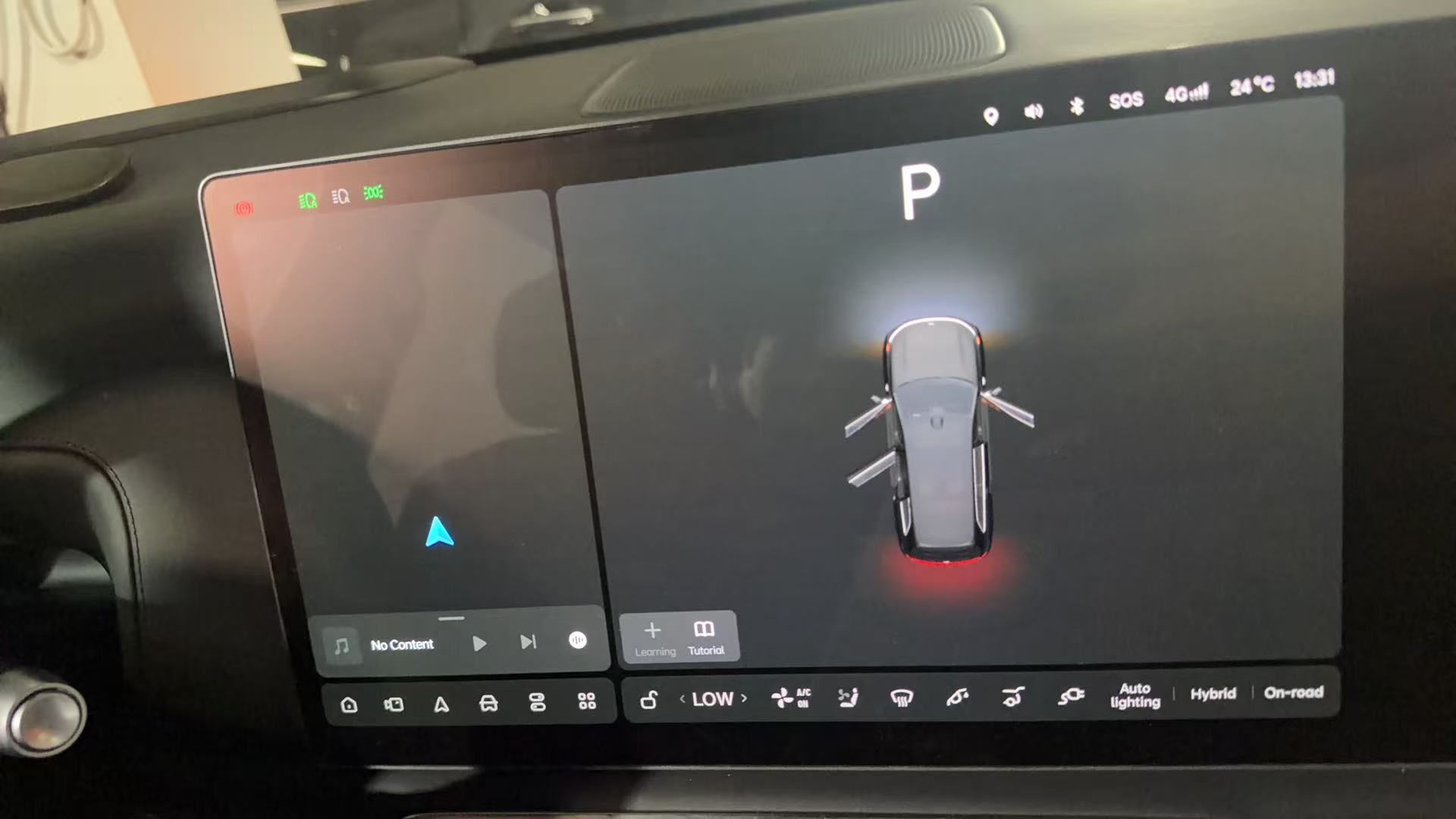 Li Auto L9 center screen showing LiDAR failure and missing 3D surround view after OTA upgrade