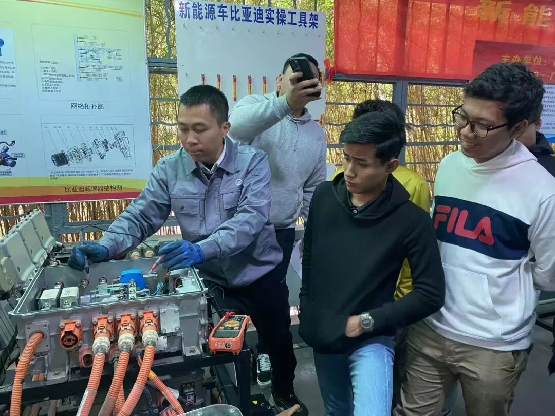 BYD electric vehicle drive system practical demonstration during NEV Fix training program