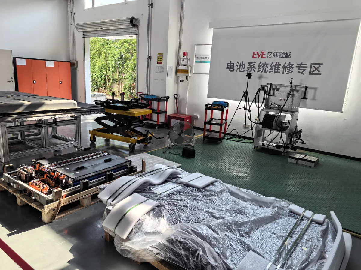 EV battery repair workshop at Guangzhou training facility